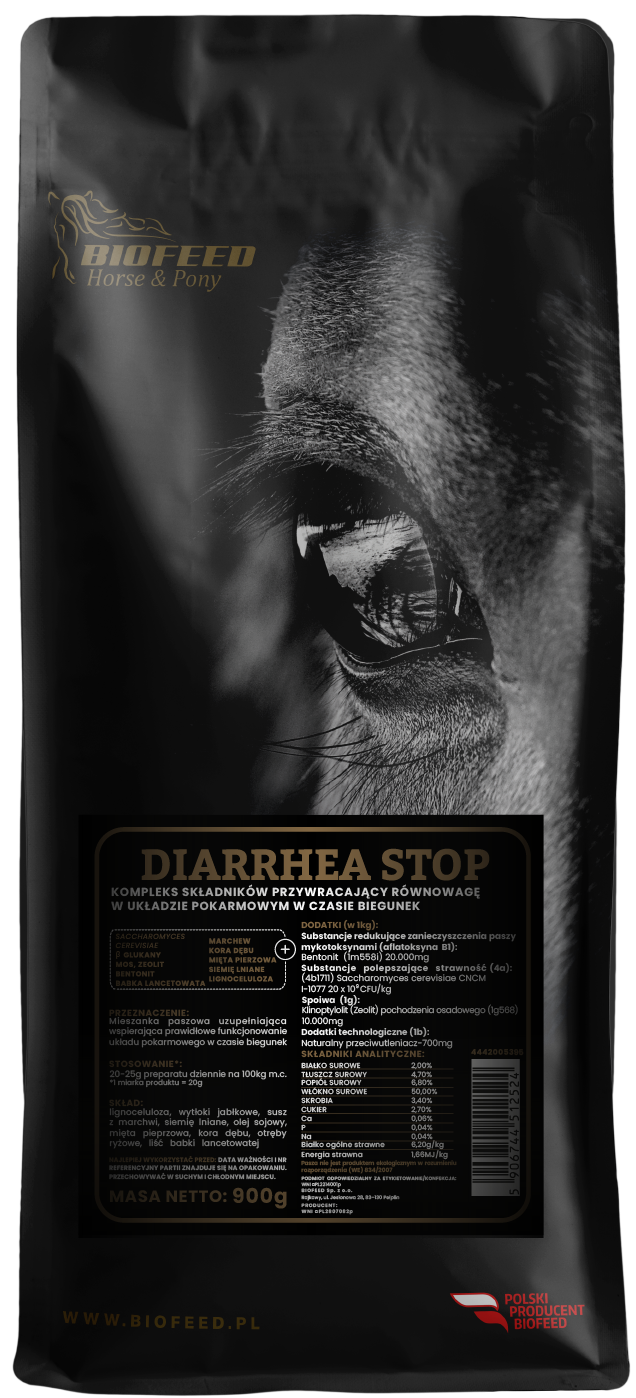 BIOFEED Horse & Pony Diarrhea Stop 900 g (stabilopack) KOŃ I JEŹDZIEC