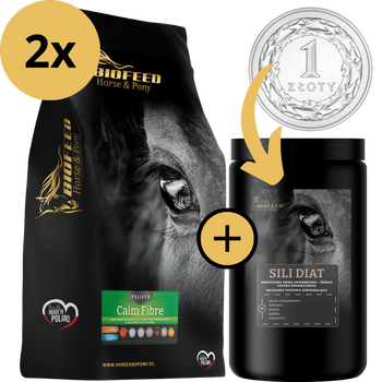 ZESTAW: BIOFEED Horse & Pony Calm Fibre Pellets 2x 25 kg + suplement Sili Diat 600 g (słoik PET) ZA 1 ZŁ