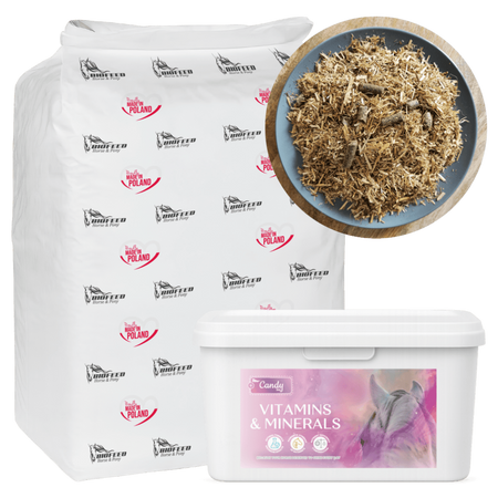 ZESTAW: Sieczka niskoskrobiowa BIOFEED Horse & Pony Hooves Chaff 20 kg + Candy Vitamins & Minerals 1,8 kg