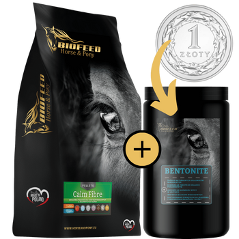 ZESTAW: BIOFEED Horse & Pony Calm Fibre Pellets 25 kg + suplement Bentonite 900 g ZA 1 ZŁ