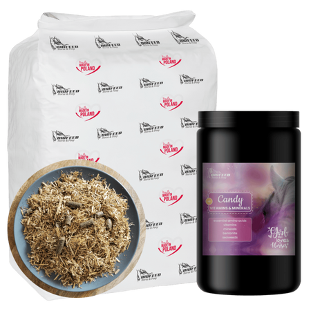 ZESTAW: Sieczka niskoskrobiowa BIOFEED Horse & Pony Hooves Chaff 20 kg + Candy Vitamins & Minerals 900 g