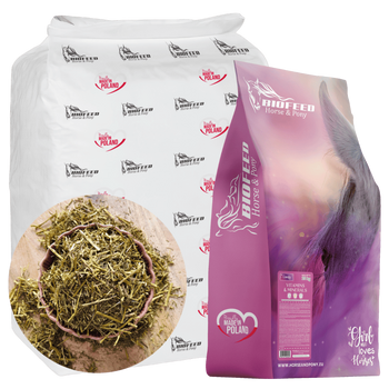ZESTAW: Sieczka z lucerny bez melasy BIOFEED Horse & Pony Alfalfa with canola oil 20 kg + Candy Vitamins & Minerals 25 kg