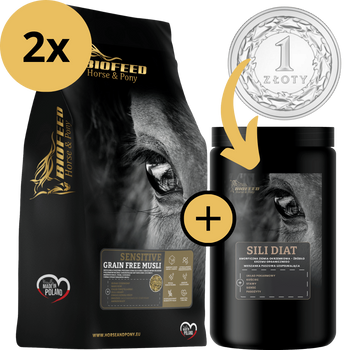 ZESTAW: BIOFEED Horse & Pony Sensitive Grain Free Musli 2x 20 kg + suplement Sili Diat 600 g (słoik PET) ZA 1 ZŁ